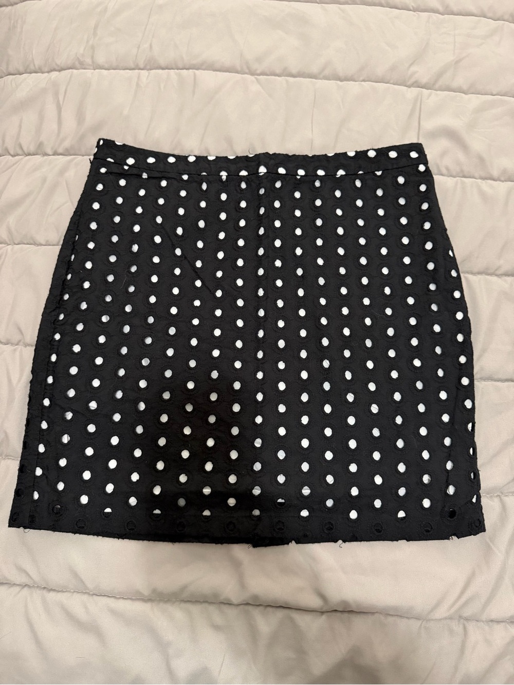 Vintage LOFT Black Mini Skirt with White Polka Dots